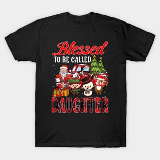 Blessed To Be Called Daughter Christmas Buffalo Plaid Truck T-Shirt